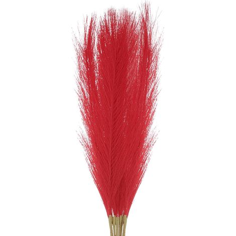 12 Pièces Fausse Herbe de Pampa, 21 "/ 55 cm Fausse Herbe de Pampa Moelleuse Décoration Grande Herbe de Pampa Artificielle pour Salon Fête Mur Vase Décoration de Mariage, Rouge (1/5)