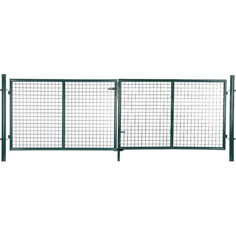 Puerta de jardín con cerradura de malla metálica 150 x 320 cm verde 120001945