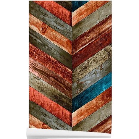 Papier Peint Autocollant, Vintage Bois Motif à Chevrons Peler et Coller Papier Contact, 44,5x500CM Effet Planches de Bois Rustique Industrielle Papier Peint Amovible Décoration Autocollant (1/4)
