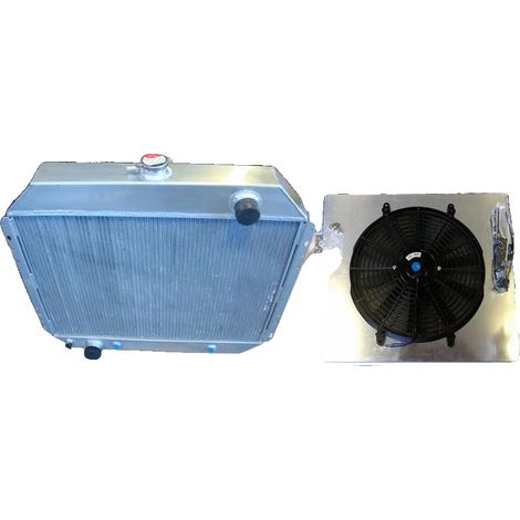 Radiador de aluminio, dimensiones del núcleo: 660 mm x 480 mm x 62 mm, dimensiones totales: 750 mm x 640 mm x 95 mm, diámetro de entrada: 45 mm, diámetro de salida: 50 mm (1/5)