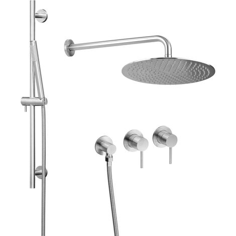 Kit douche complet avec mitigeur de douche encastré 3 trous pommeau de douche Ø300 mm et barre de douche Arqea Tuttotondo RE4304 (1/5)
