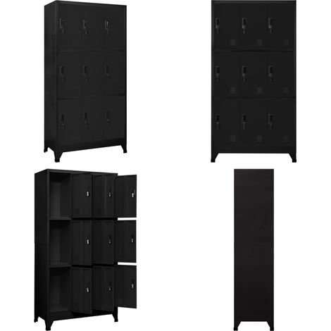 Armoire à casiers Noir 90x45x180 cm Acier - Armoire À Casiers - Meuble De Rangement - Armoire Métallique - Armoire Scolaire - Armoire De Bureau - Home & Living (1/5)