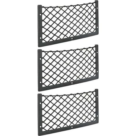 -- Set di 3 reti portaoggetti per auto - 36 x 18 cm - Alta elasticità, rete portaoggetti per bagagli, riviste - T4 T5 T6 - Per furgoni, caravan, camper, camion -- Crezuo
