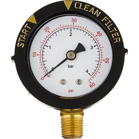 Manomètre de filtre de piscine, 1/4"NPT facile à installer, manomètre de pompe de piscine 0-60PSI pour aquariums, spas, système d'eau, bains à remous
