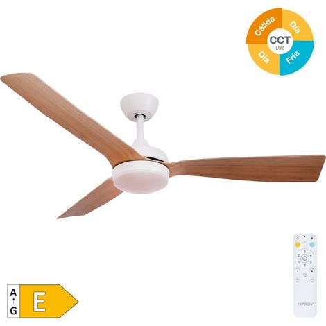Cefalú Deckenventilator mit dimmbarem LED-Licht und Fernbedienung (48W 3CCT 1534lm) in Weiß und Holzoptik