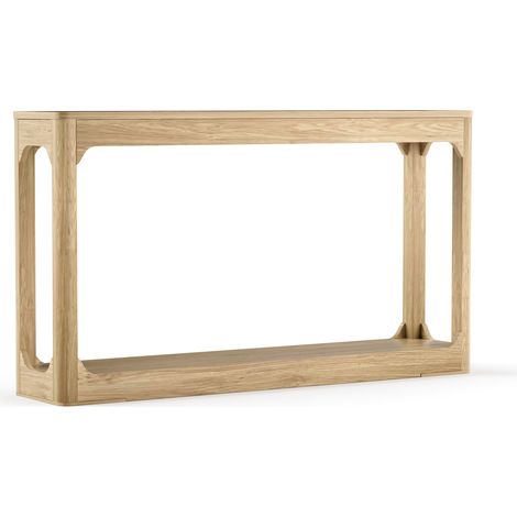 Gebogener Konsolentisch 140 cm mit Ablage, Naturfarbe, MDF (1/5)