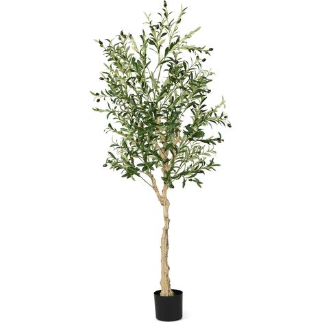 6 Feet Artificial Olive Tree in Cement Pot-1 Piece (1/5)