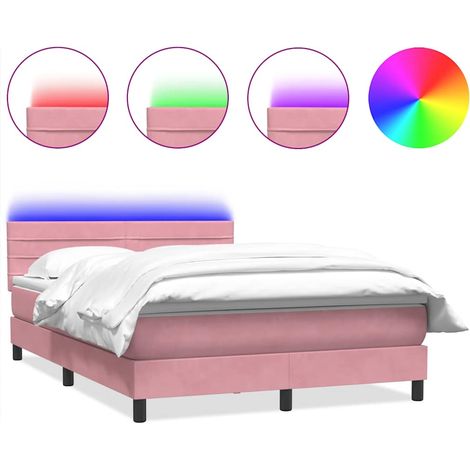Maison Exclusive - Letto a Molle con Materasso e LED Rosa 160x210 cm in Velluto