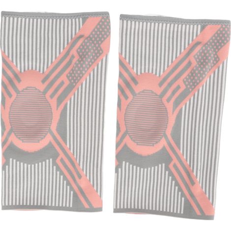 Lot de 1 genouillère à ressort en silicone tricotée en nylon, conçue pour le sport et la course à pied, rose/gris, taille L (1/5)