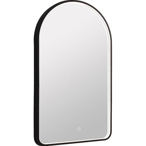 Specchio da bagno luminoso ad arco antiappannamento con pulsante touch Contorno nero opaco 50 x 90 cm - VIANORIA