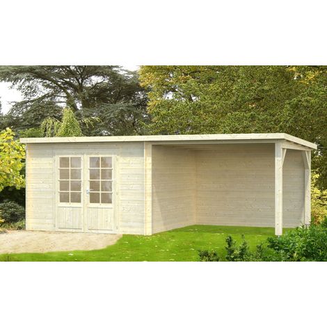 Abri de jardin en bois Ella 8,7+8,2 m2 Naturel (1/4)