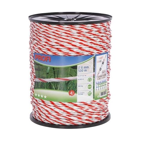 CORDELETTE PROFI 6MM 500M 6X0,30 TRIC BLANC/ROUGE KERBL COR59510