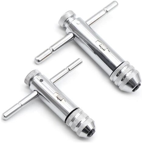 2 Pièces Clé À Taraud Réglable M3-M8 & M5-M12, Cliquet À Poignée en T pour Jeu de Tarauds et Filières