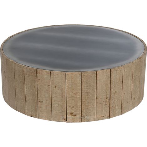 Table basse, table de salon ronde en bois coloris naturel - diamètre 90 x hauteur 30 cm (1/4)