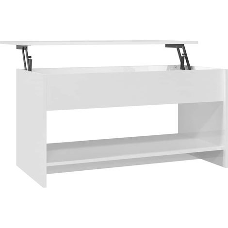 Maison Exclusive - Couchtisch Hochglanz-Weiß 102x50x52,5 cm Holzw (1/5)