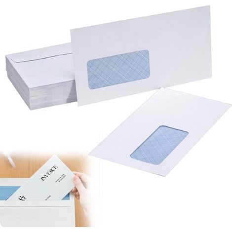 Paquete de 100 unidades - Sobres autoadhesivos - 80 g - Tamaño: 110 x 220 mm - Con ventana - Tamaño de la ventana: 45 x 100 mm (1/5)