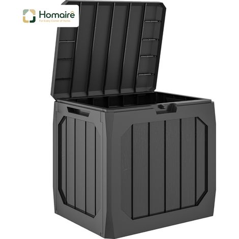 HOMAIRE Boîte de rangement extérieure en plastique pour jardin 121L avec poignées noir (1/5)
