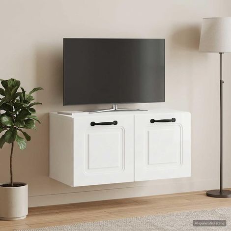 Wandmontierter TV-Schrank Hochglanz Weiß 59,5 x 31 x 30 cm (1/5)