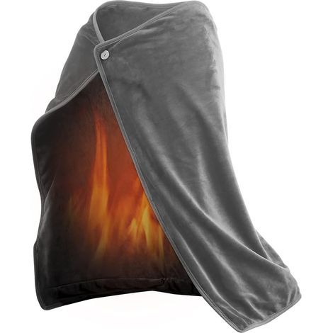 Châle chauffant électrique, couverture chauffante à température constante avec port de chargement USB, idéal pour le bureau, la voiture et les voyages, facile à utiliser (gris clair) (1/4)