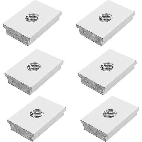 Lot de 6 écrous coulissants M6 pour rainure en T, en alliage d'aluminium, pour outils de menuiserie. Vis à fente, écrou à rainure en T, acier au carbone européen argenté. (1/5)
