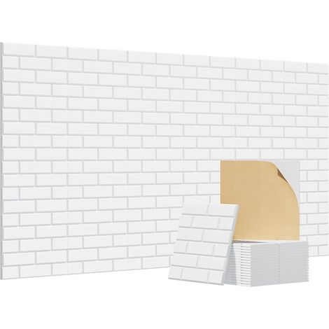 Panneau Acoustique - Lot de 18 - Mousse - Forme Brique - Isolation Phonique - Salon Bureau - 30x30cm Blanc (1/5)