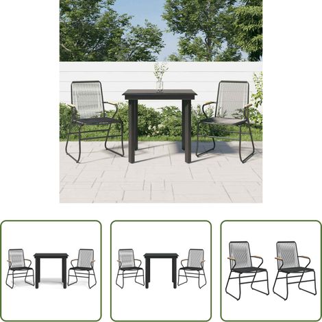 vidaXL Salle à manger extérieure - Ensemble à manger de jardin 3 pcs noir rotin PVC (1/5)