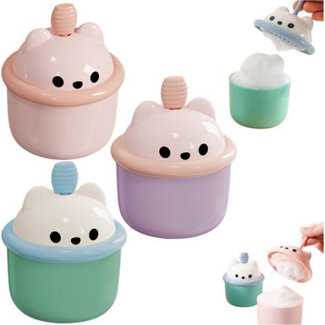 Mousseurs manuels à pompe lot de 3 motif ours - distributeurs de mousse réutilisables pour gel douche, 6,8 x 6,5 cm (1/5)