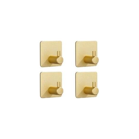 Set mit 4 starken, selbstklebenden Haken für Mäntel, Türen, Badezimmer, Wände, Küche - Saugnapf (Gold)