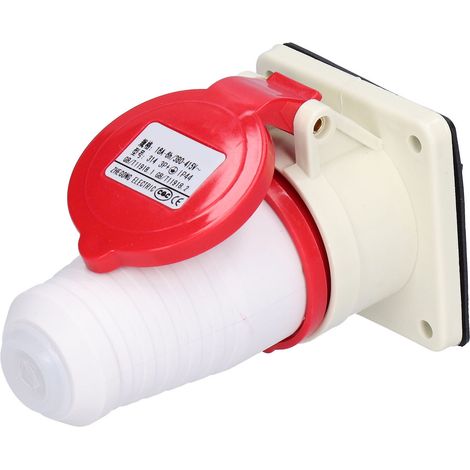 Connecteur étanche 3 phases 16A 380V-415V prise encastrée mâle femelle 4 broches IP67 avec terre, kit 2 pièces pour installation fixe. (1/5)