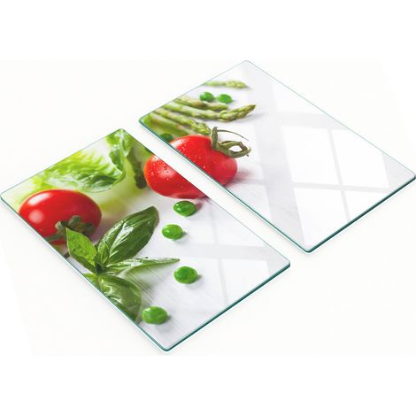 Planches de service en verre pour la cuisine, décorées de motifs de légumes frais, 2 x 30 x 52 cm (1/5)
