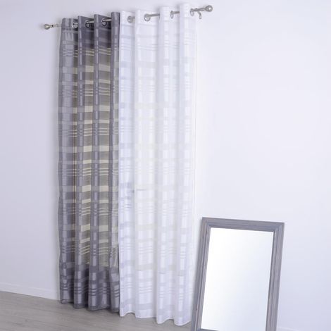 Voilage à bandes Satinées 140 x 240 cm Blanc