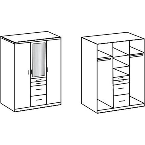 Armoire avec miroir 3 portes Blanc - L135 x H199 x P58 cm -PEGANE-