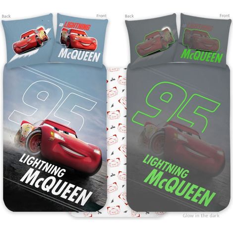 Juego de ropa de cama para bebé que brilla en la oscuridad 100x135 + Coches 40x60
