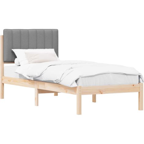 Bed Frame with Upholstered Headboard Light Grey 75 x 190 cm vidaXL