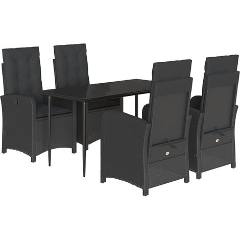 Set de muebles jardín 5 pzas con cojines ratán sintético negro vidaXL (1/5)