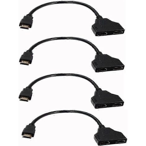 Quatre câbles répartiteurs HDMI 1080P (1 entrée, 2 sorties), un adaptateur répartiteur HDMI mâle vers deux femelles, compatible avec les téléviseurs HD. (1/5)