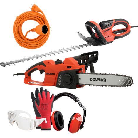PACK - DOLMAR Taille-Haie Électrique 670W 65cm HT6510 + Tronçonneuse 1800W 35cm ES39TLC + Rallonge 20m + Équipements Protection