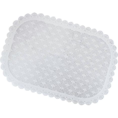 Set de table simple en polypropylène, joli dessous de verre en dentelle, imperméable et antidérapant, pour la décoration de la table de la salle à manger et de la cuisine (blanc) (1/5)