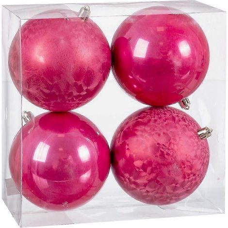 Boules de Noël Fraise en plastique 10 x 10 x 10 cm (4 unités) (1/5)