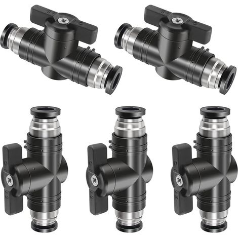 Lot de 5 connecteurs pneumatiques 8 mm - Robinet d'arrêt pneumatique à air comprimé - Cordon rond - Tuyau pneumatique - 8 mm - Raccord pneumatique - Tête directe pneumatique pour raccord rapide à gaz (1/5)
