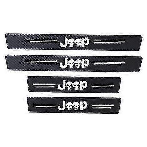 Protections de seuil de porte Jeep 4 pièces - stickers PU cuir fibre de carbone pour Wrangler (1/5)