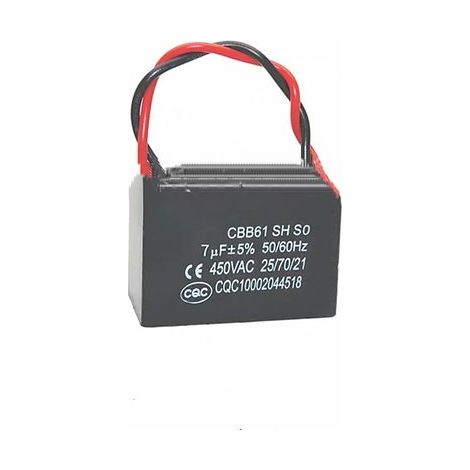 Packung mit 2 CBB61 7 µF 450 V Anlaufkondensatoren mit Drähten für Deckenventilatoren, Hochleistungs-Luftabsaugungsanlagen und Industrieventilatoren - 7 µF, sofort einsatzbereit. (1/5)