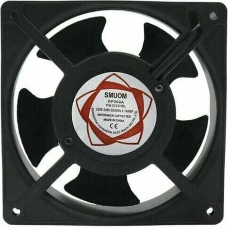 Ventilatore assiale per inserti per caminetti, da incasso, resistente alle alte temperature, pale in metallo, silenzioso, universale, 120 x 120 x 38 mm (1/4)