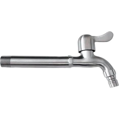 Brushed Steel Kitchen Faucet with Long Spout (Pointed Beak 20cm) (1/5)