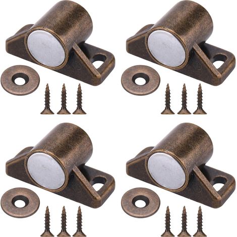 Loquet Magnétique - 25 X 12 X 10 Mm - Acero Inoxidable Y Aleación De Zinc - Para Armario De Cocina Puerta Corrediza Y Mueble - Bronce - 4 Unidades (1/5)