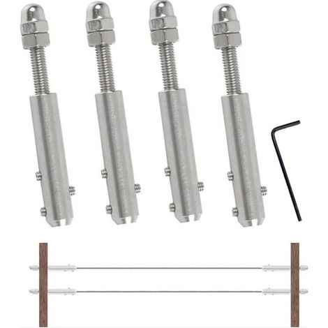 4 Pièces Tendeur Cable Inox Cable Inox 4mm, Terminal pour Fil Inox Métallique Terminal À Vis pour Cable Métallique 4 mm (1/4)