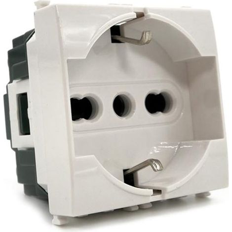 Presa schuko 16A compatibile con vimar plana prese spina 2P presa elettrica a muro spina bianco (1/2)