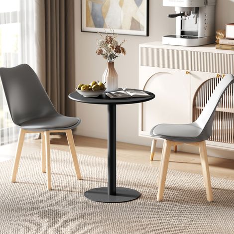 Table de salle à manger ronde pour 2 personnes, en acier, pour une utilisation intérieure et extérieure, noire (1/5)
