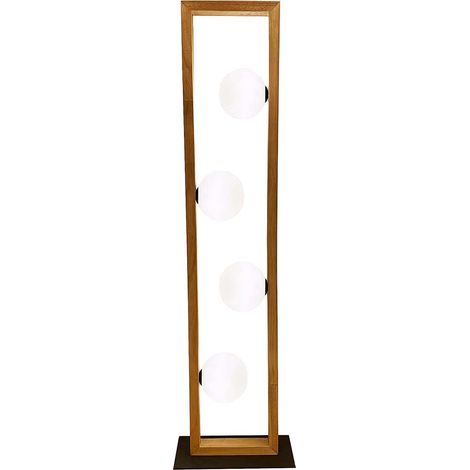 Stehlampe Stehleuchte Holzlampe Glaskugel Wohnzimmerlampe 4 flammig H 110 cm