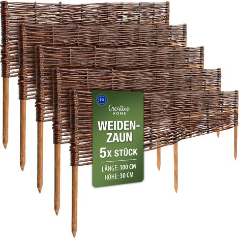 Set von 5 Weidenzaun-Gartenbegrenzungen 100 x 30 cm